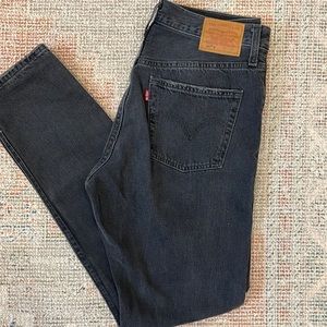 Levi’s 501 Skinny Straight leg jeans black distressed wash
